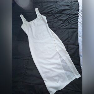 White bodycon side slit dress